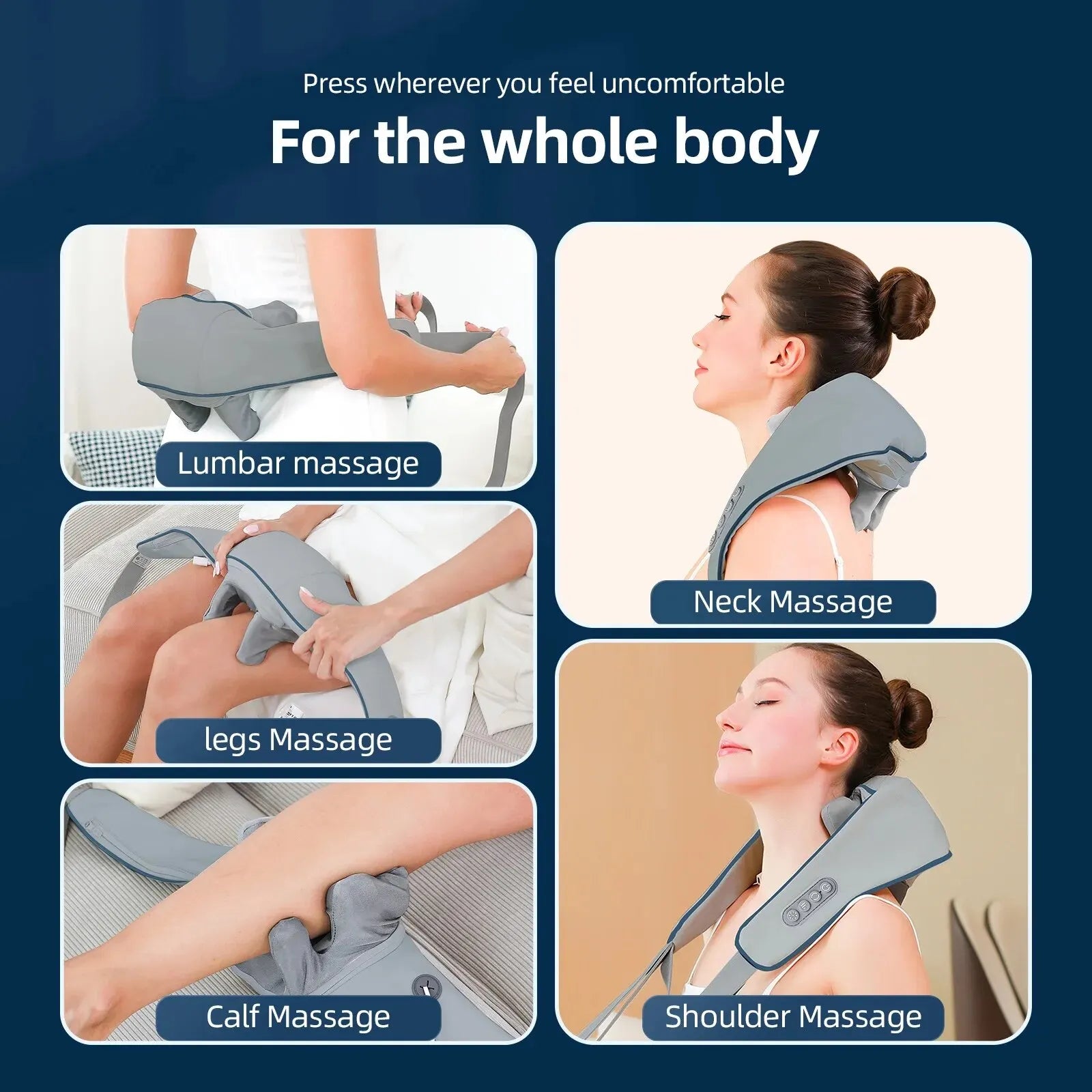 Premium Touch Wireless Neck & Back Massager: Cervical Relief Pillow