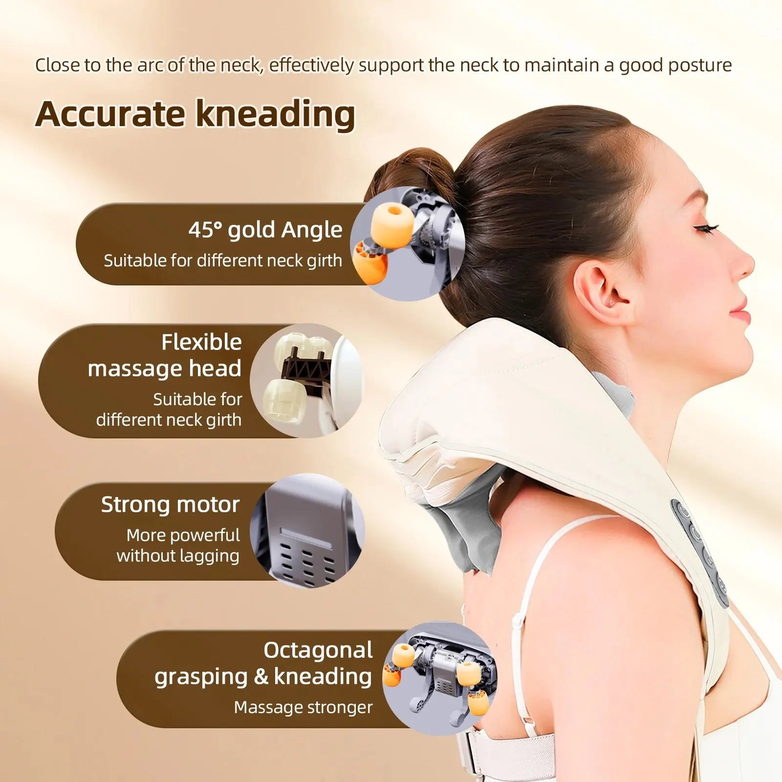 Premium Touch Wireless Neck & Back Massager: Cervical Relief Pillow